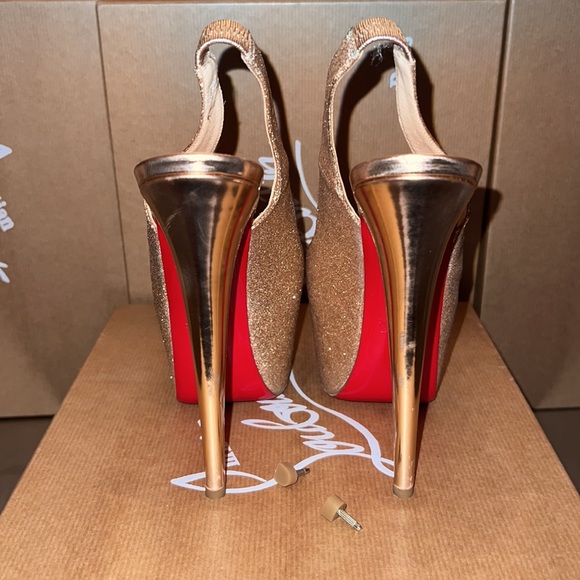 6 inch  Dafsling Glittery leather slingback heels. - Picture 5 of 10